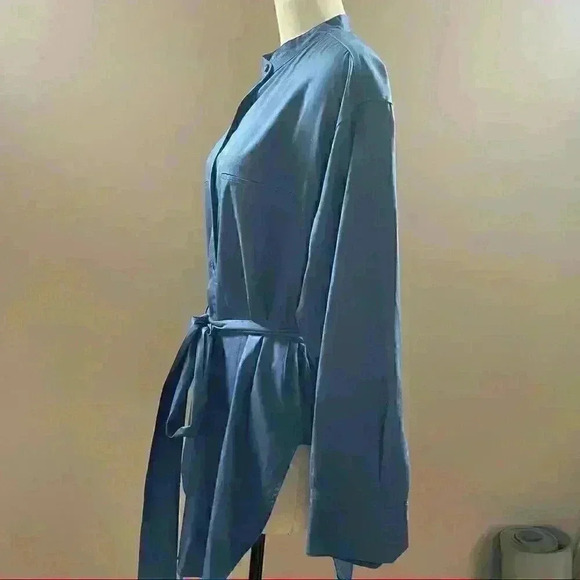 Vince Blue Oversized Button up Shirt Dress Sz M 100% Cotton EUC! - Picture 2 of 5